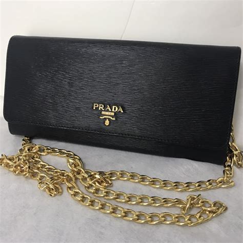 prada leather wallet on chain